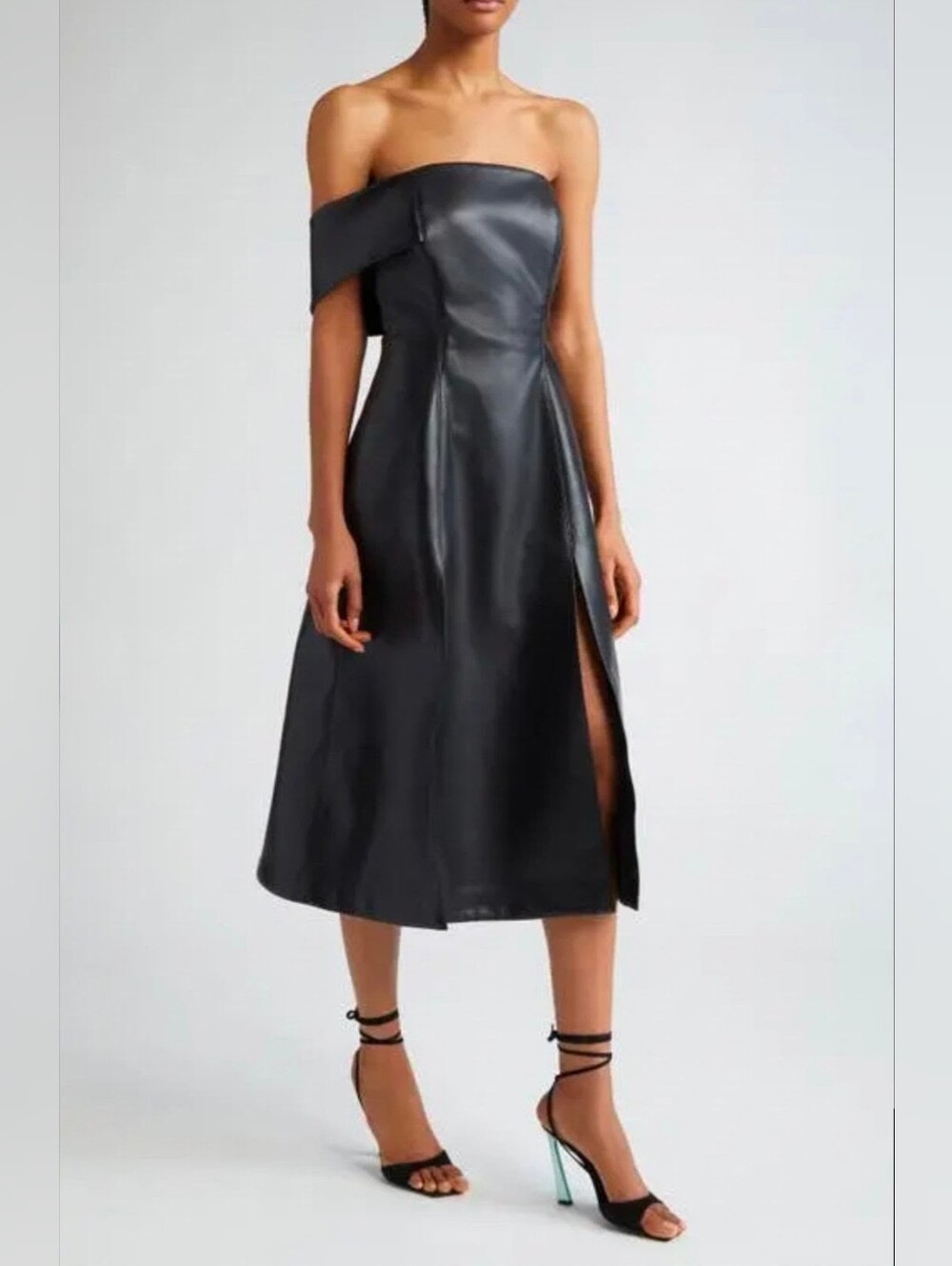 Israella Kobla Simphi One-Shoulder Faux Leather Dress - Size 2